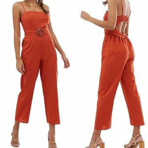 Asos orange strappy belted jumpsuit